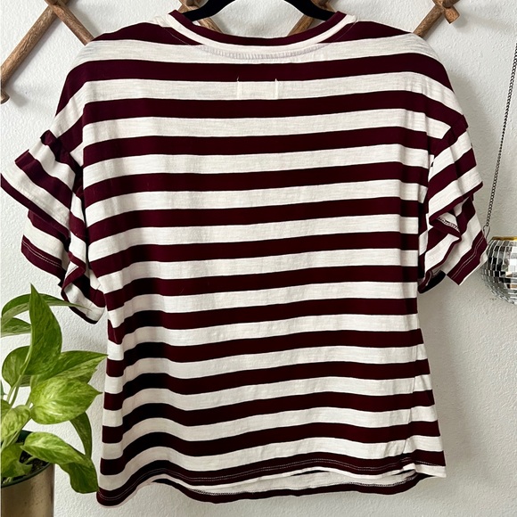 Striped Ruffle Sleeve Top - Picture 4 of 4
